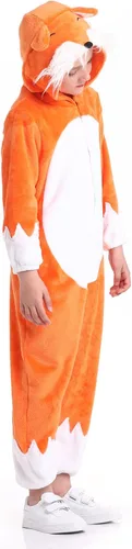 Vista 4 de Disfraz unisex de animales para niños pijamas de animales con capucha para niños disfraz de Halloween para niños y niñas