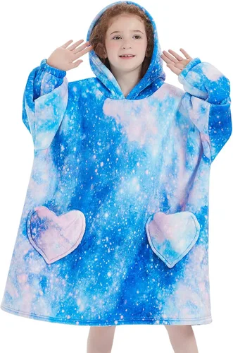 Vista 25 de Mewkou Manta con Capucha Portátil para Niños Sudadera con Capucha de Sherpa Extra Grande para Niños, Niñas y Niños Pequeños de 2 a 6 años