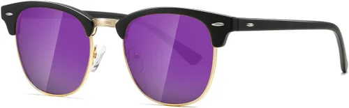 Vista 56 de AEVOGUE Gafas de sol polarizadas para mujeres y hombres semi marco retro gafas de sol AE0369