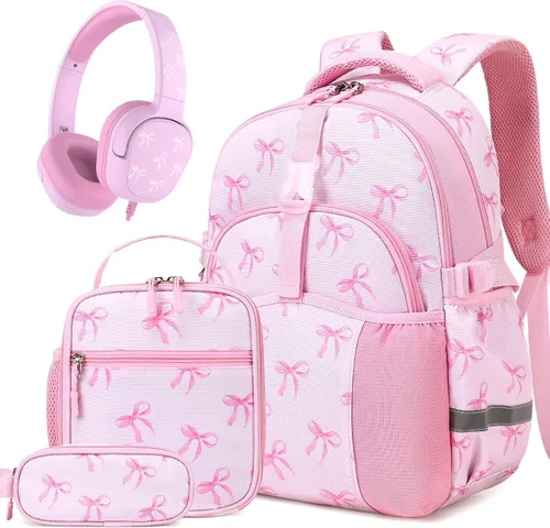 Vista 9 de Mochila infantil para niñas de 4 a 8 años, Blackorange-camión, Lindo