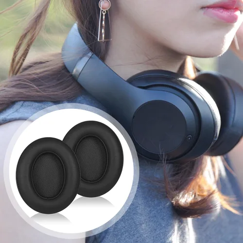 Vista 8 de Studio3 Almohadillas de repuesto para los oídos, almohadillas de piel de proteína suave, compatible con Beats Studio 2 Studio 3 B0500 B0501 Negro
