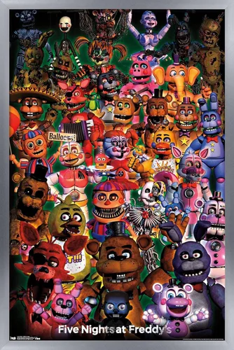 Vista 17 de Trends International Five Nights at Freddy's - Póster de pared Ultimate Group, 14.725 x 22.375 pulgadas, versión enmarcada de madera de granero