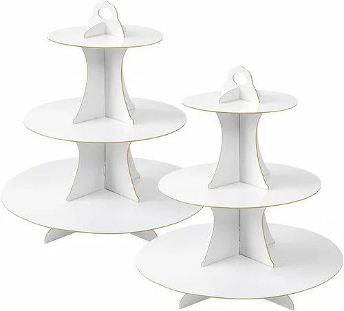Vista 35 de Soleebee Soporte redondo de 3 niveles para cupcakes, torre de cartón para cupcakes, torre de soporte para pasteles de postre para decoración