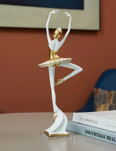 Vista 10 de HAUCOZE Estatua de bailarina de bailarina, escultura de yoga, decoración moderna del hogar, regalo para sala de estar, oficina, poliresina, 12