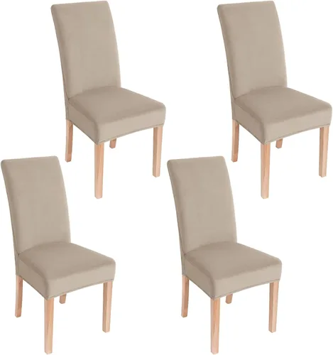 Vista 32 de smiry - Fundas para sillas de comedor de terciopelo elástico y suave, extraíbles, Terciopelo, Beige