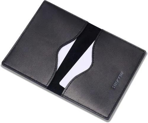 Vista 12 de HISCOW Tarjetero plegable delgado minimalista - piel de becerro italiana (negro)