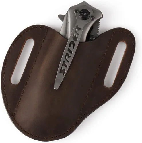 Vista 10 de Gentlestache Funda de cuero para cuchillo de bolsillo para cinturón, funda plegable para cuchillo, funda para cinturón EDC, color negro compacto