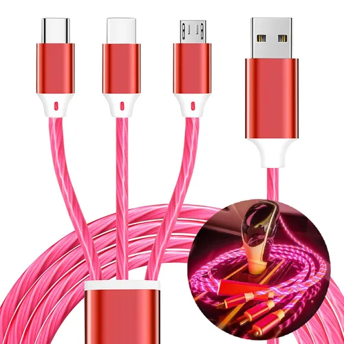 Vista 15 de Cable de carga 3 en 1, cable de carga LED múltiple, cable de carga iluminado, cable USB 3A, compatible con la mayoría de teléfonos inteligentes