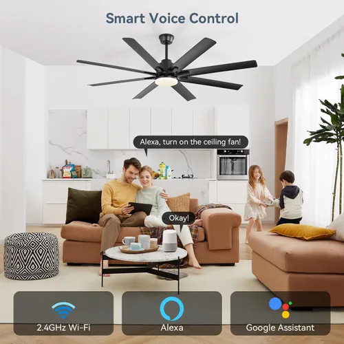 Vista 3 de Sofucor - Ventiladores de techo de 52 pulgadas con luces, ventilador de techo inteligente para interior/exterior con control remoto, funciona