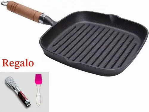 Vista 3 de Sartén antiadherente de 9 pulgadas para estufas, versátil sartén antiadherente sin recubrimiento, olla de carne de hierro fundido, parrilla