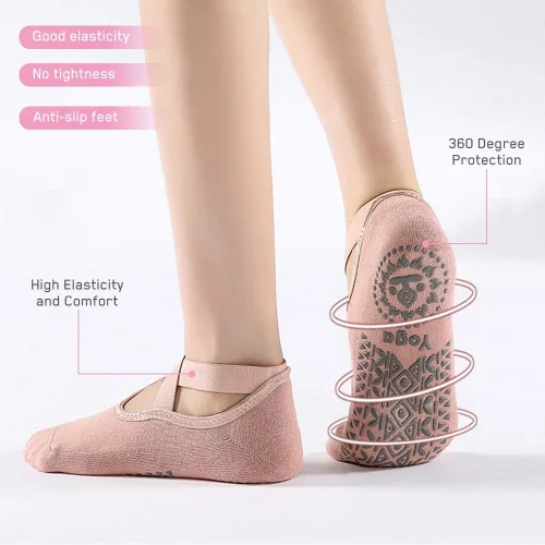 Vista 4 de Luckit Calcetines de yoga con puños para mujer calcetines antideslizantes para pilates calcetines de fitness calcetines antideslizantes para yoga