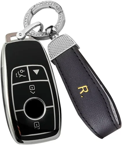 Vista 9 de ontto Funda de TPU para llave Benz 2017-2021 Clase E con borde plateado para llave de automóvil 2018-2021 Clase S 2 (Negro 3 btn)