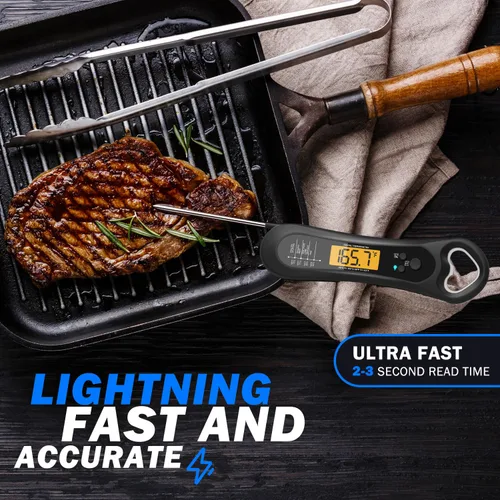 Vista 3 de Termómetro digital de carne, termómetro de carne de lectura instantánea para parrilla y cocina, con abridor de botellas, termómetro de alimentos