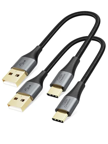 Vista 9 de CableCreation Cable corto USB a USB C de 0.8 pies, cable de carga USB C trenzado para Carplay, Galaxy S23 S23+ S22+ S22 S21 S20 Note 20, MacBook