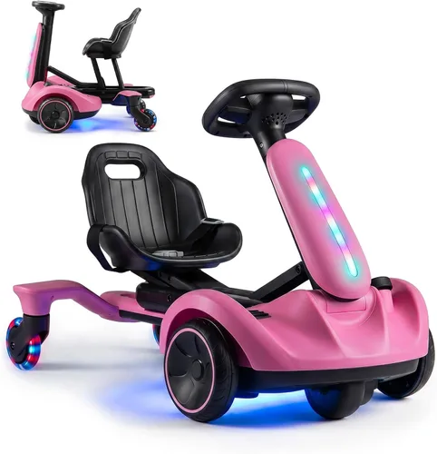Vista 12 de GLACER Go Kart a la deriva de 6V con giro de 360°, asiento ajustable de 2 Negro