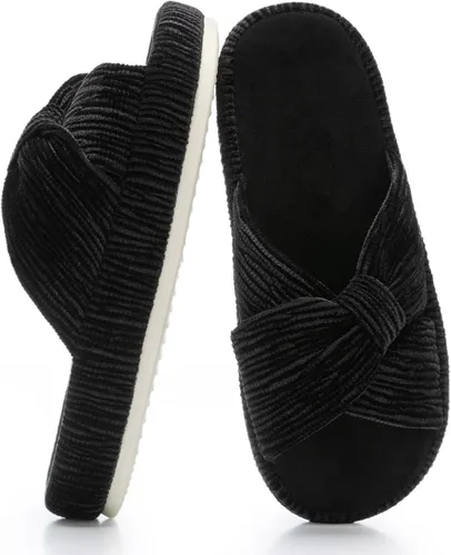 Vista 7 de Chantomoo - Pantuflas para mujer de espuma viscoelástica para la casa con cordón, lazo y tiras cruzadas, zapatos de cama cómodos y de moda
