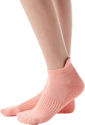 Vista 8 de Calcetines de yoga con dedos de pilates con empuñaduras para mujer, antideslizantes, acolchados, florales, calcetines tobilleros para baile de ballet