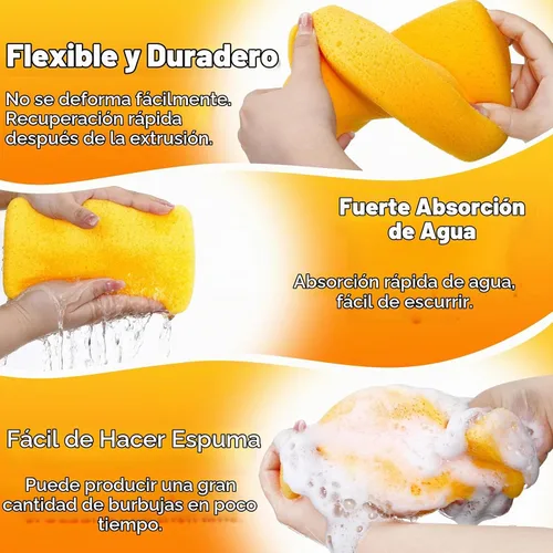 Vista 4 de Tioncy 6 esponjas grandes a granel de 7.5 x 5.5 x 1.9 pulgadas, lechada de espuma para lavado de autos, esponja de limpieza y lavado, espuma