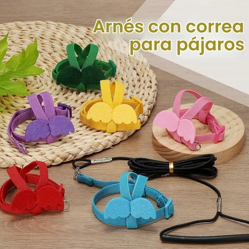 Vista 4 de Correa de arnés para pájaros, arnés ajustable para pájaros y loros para mascotas, ligera, antimordeduras, cuerda de entrenamiento de vuelo con linda