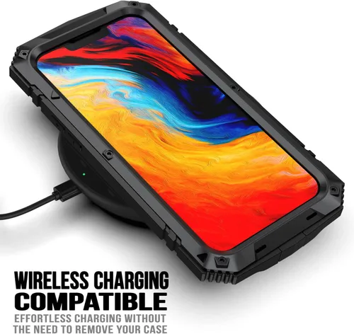 Vista 2 de Funda de metal para iPhone 14 de aluminio de grado militar con protector de pantalla de soporte de metal, a prueba de caídas, a prueba de golpes