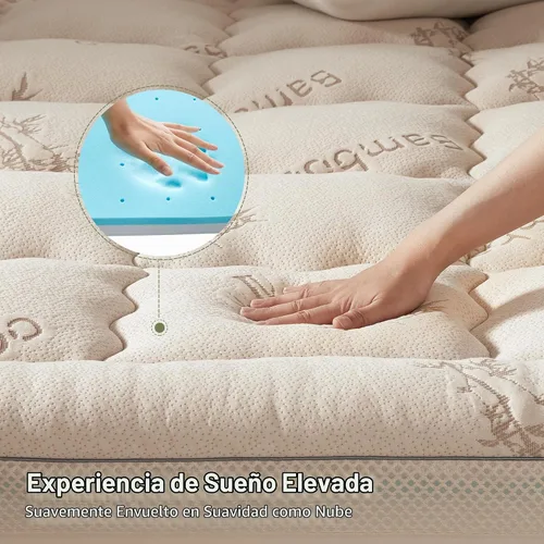 Vista 4 de BEDLORE Cubrecolchón de espuma viscoelástica de doble capa de 4 pulgadas Beige