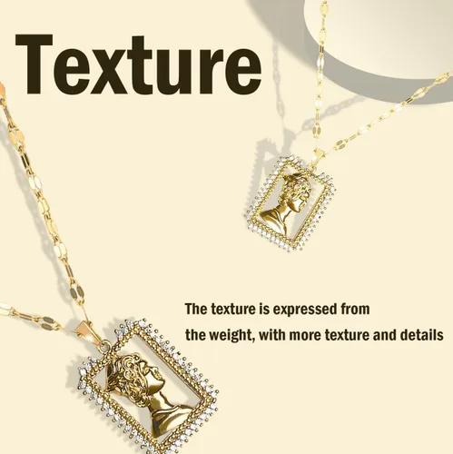 Vista 2 de Gold Pendant necklace for Women,Gold Plated Cubic Zirconia Heart Necklace and Black Square Necklace for Women Trendy,Small Dainty Gold Necklace Non