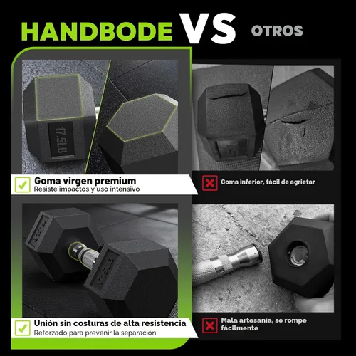 Vista 3 de HANDBODE Juego de mancuernas hexagonales recubiertas de goma con estante de marco en A, 100 libras - 600 libras, múltiples opciones