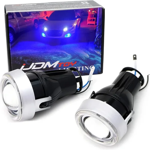Vista 12 de iJDMTOY - Ajuste universal, 3 pulgadas, lámparas de luz antiniebla con ledes 40-SMD, halógenas, anillos Angel Eyes, para cualquier auto., Blanco
