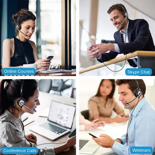 Vista 6 de Wantek Auriculares para teléfono celular con micrófono con cancelación de ruido para portátiles, PC, conector de 0.138 in, control de volumen