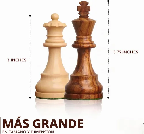 Vista 2 de Edición Coleccionista Piezas de Ajedrez Madera Monedas Peones Ajedrez Piezas de Estatuilla (3.75 Pulgadas Marrón - Blanco)