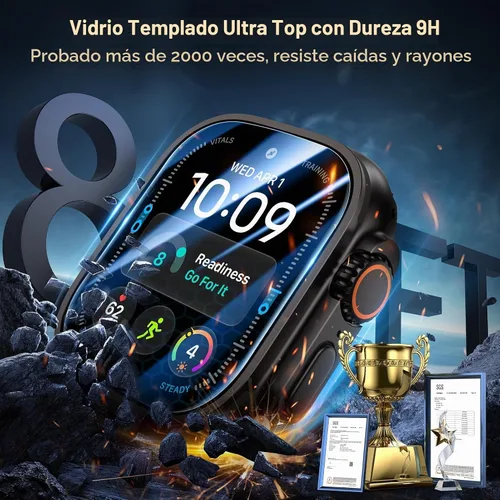 Vista 7 de LK Pack de 3 para Apple Watch Ultra 3 Protector de Pantalla 49mm [Cero-Falla] HD Top 9H Vidrio Templado Apple Watch Ultra / Ultra 2 Protector de Azul