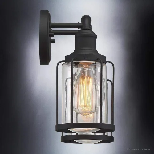 Vista 6 de Urban Ambiance Lámpara de tocador de baño industrial chic de lujo, tamaño mediano: 12 pulgadas de alto x 14.5 pulgadas de ancho, con elementos