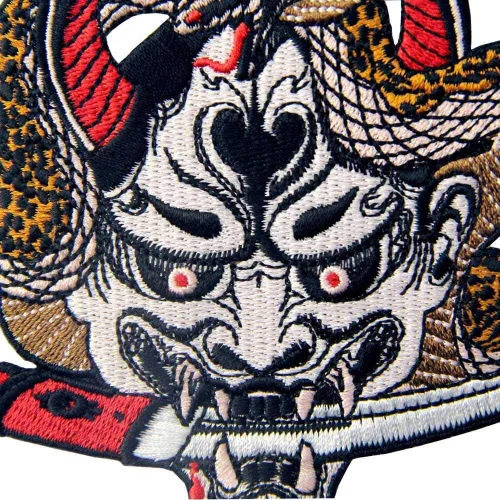 Vista 2 de Hannya Oni - Parche para máscara bordada, para planchar y coser