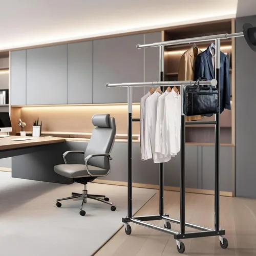 Vista 5 de Simple Houseware Perchero estándar de doble barra, negro