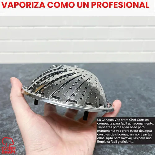 Vista 6 de Chef Craft Cesta de vapor clásica, 6 pulgadas de diámetro, 9.5 pulgadas expandida, acero inoxidable