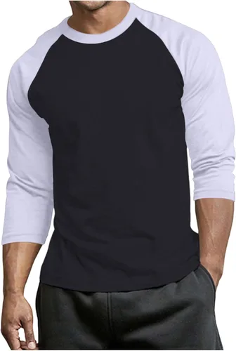 Vista 11 de Men's Raglan Long Sleeve Tee Shirts Color Block Crew Neck T Shirt Lightweight Soft Casual Basic Tshirts Running Tops