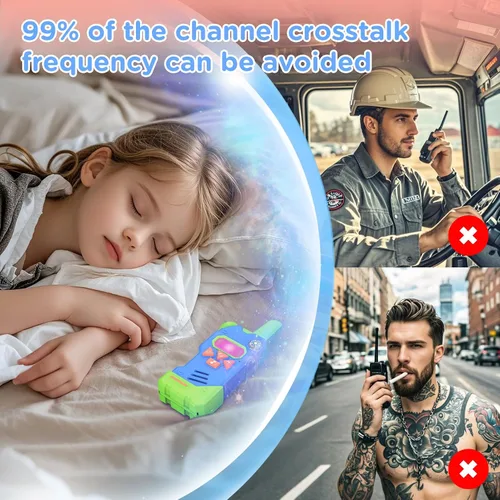 Vista 5 de Walkie Talkies para niños, 5 canales coloridos de radio de 2 vías, brújula, linterna y lupa, alcance de 3 millas para juego de aventura, exterior