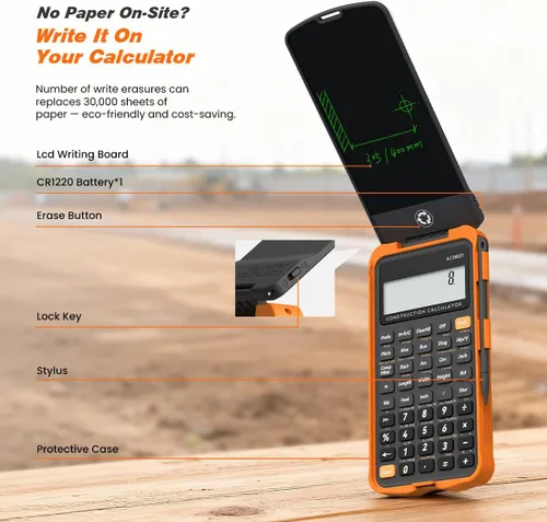 Vista 2 de ROATEE Funda protectora y bloc de notas para calculadora de construcción