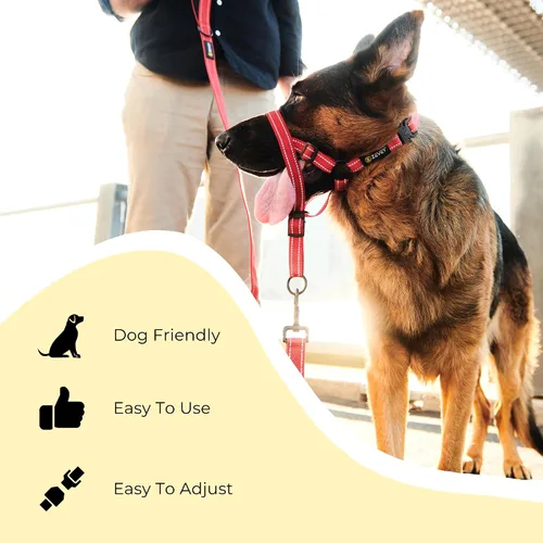 Vista 3 de Collar ajustable para cabeza de perro con correa de seguridad, collar acolchado suave para perros pequeños, medianos y grandes, arnés para perro sin