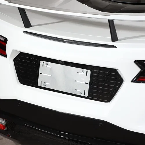 Vista 3 de Cubierta de protección para marco de licencia trasero, aleación de aluminio, 1 unidad, compatible con Chevrolet Corvette C8 Stingray 2020-2023 Marco