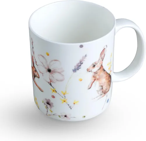Vista 54 de Maison d' Hermine Taza de café con asas, tazas de porcelana fina de hueso, paquete de una taza de té para bebidas calientes, capuchino, latte