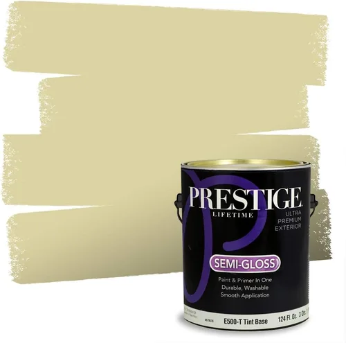 Vista 20 de PRESTIGE Pinturas de pintura exterior e imprimación en uno, 1 galón, plano, combinación comparable de Benjamin Moore* Manzanilla*