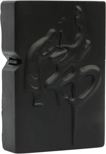 Vista 40 de Carcasa exterior de encendedor tallado en madera negra de ébano natural para kit de inserción Zippo (1000 brazos Avalokiteshvara de la diosa 3#)