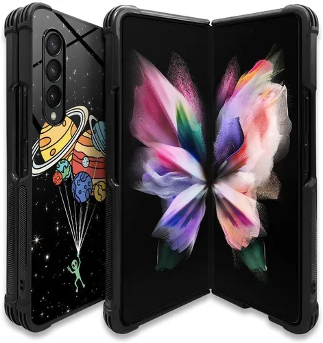 Vista 11 de Funda compatible con Samsung Galaxy Z Fold 2 5G, sistema solar de globo alienígena, diseño de patrón increíble, a prueba de golpes, antiarañazos