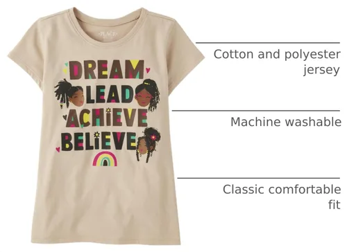 Vista 3 de The Children's Place Girls' Short Sleeve Graphic T-Shirt