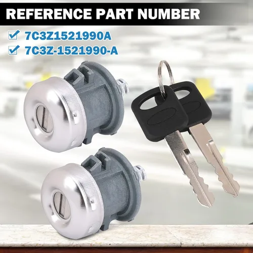 Vista 3 de Cilindro de cerradura de puerta con juego de llaves compatible con Ford F150 1997-2011 F250 1997-99 F350 Super Duty 1998-2016 - Sustituye a