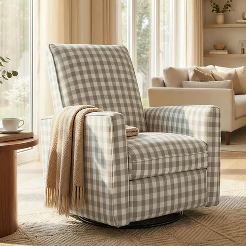 Vista 16 de KISLOT Silla reclinable giratoria, planeador manual para guardería, cuadros Cuadros azules