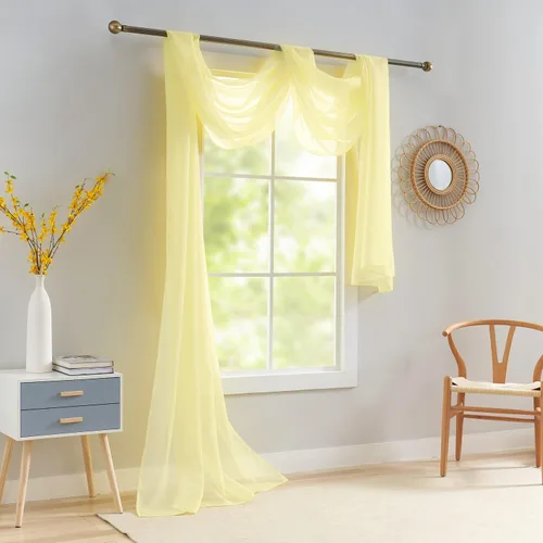 Vista 16 de Luvyohmee Cenefas de bufanda negras para ventanas, cenefa transparente de 144 pulgadas, cenefas transparentes para ventanas, tela para drapear