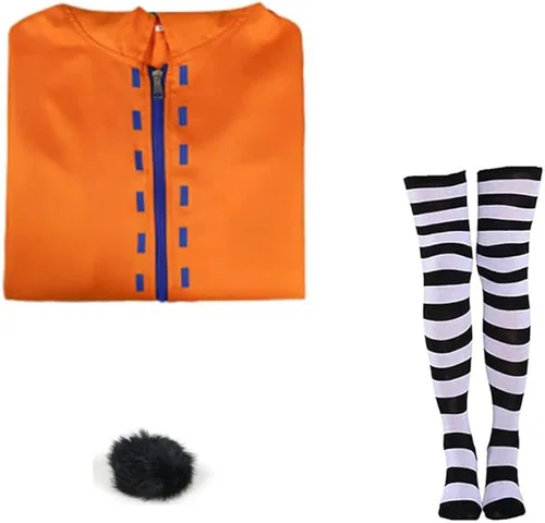 Vista 2 de Runa Costume Coat Anime Cosplay Uniform Zip Cloak Cute Rabbit Orange Hoodie Jacket + Socks