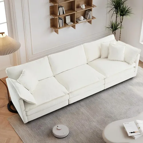 Vista 64 de Sofá seccional modular convertible de 76.7", sofás de dos plazas de chenilla con asiento profundo y cojines tipo loveseat para sala de estar, Beige